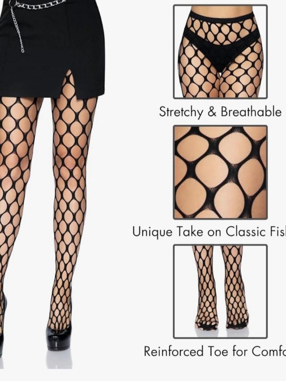 NEW BLACK HIGHRISE JUMBO POTHOLE NET LEGGINGS/TIGHTS!
